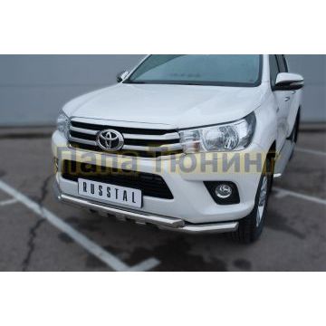 Защита передняя двойная уголки-клыки d57-d57 РусСталь для Toyota Hilux 2015-