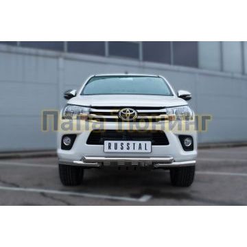 Защита передняя двойная уголки-клыки d57-d57 РусСталь для Toyota Hilux 2015-