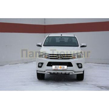 Защита передняя двойная Shark 76-76 мм ALFeco для Toyota Hilux 2015-