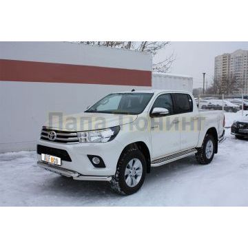 Защита передняя двойная Shark 76-76 мм ALFeco для Toyota Hilux 2015-