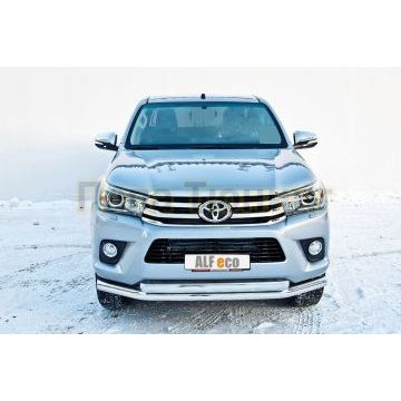 Защита передняя двойная 76-75х42 мм ALFeco для Toyota Hilux 2015-