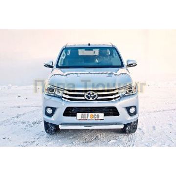 Защита передняя овальная короткая 75х42 мм ALFeco для Toyota Hilux 2015-