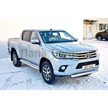 Защита передняя овальная короткая 75х42 мм ALFeco для Toyota Hilux 2015-