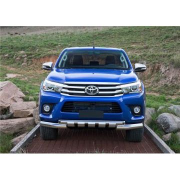 Защита передняя двойная с накладками 76-57 мм Rival для Toyota Hilux 2015-