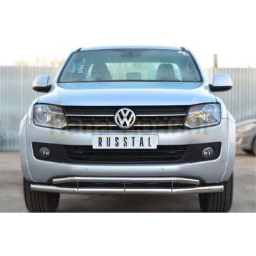 Защита передняя двойная d57-d42 РусСталь для Volkswagen Amarok 2010-2016