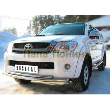 Защита передняя двойная d57-d42 РусСталь для Toyota Hilux 2008-2015