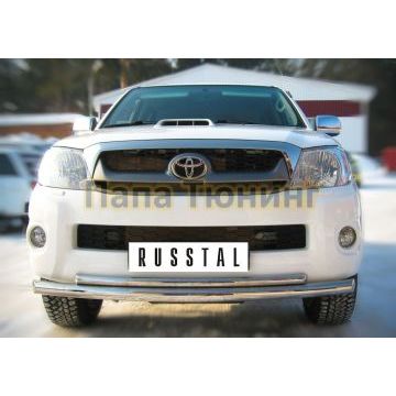 Защита передняя двойная d57-d42 РусСталь для Toyota Hilux 2008-2015