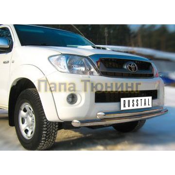 Защита передняя двойная d57-d57 РусСталь для Toyota Hilux 2008-2015