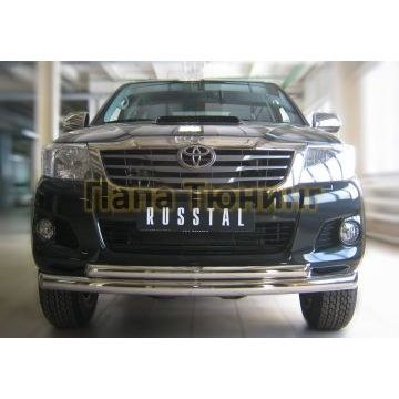 Защита передняя двойная d76-d57  РусСталь для Toyota Hilux 2008-2015