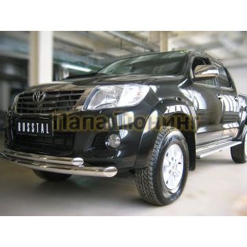 Защита передняя двойная d76-d57  РусСталь для Toyota Hilux 2008-2015