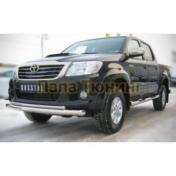 Защита передняя двойная d76-d42 РусСталь для Toyota Hilux 2008-2015