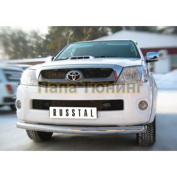 Защита переднего бампера d76 РусСталь для Toyota Hilux 2008-2015