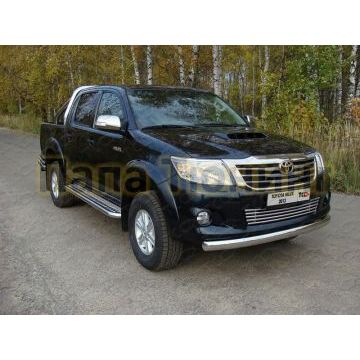 Защита передняя овальная 75х42 мм ТСС для Toyota Hilux 2011-2015