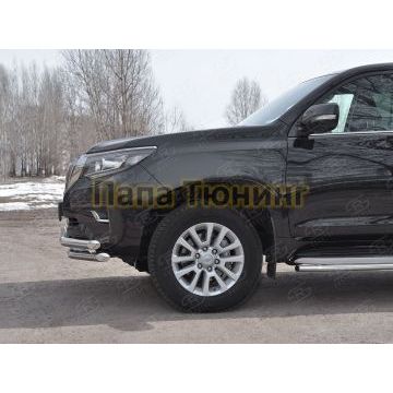 Защита передняя двойная с уголками d57-d57 РусСталь для Toyota Land Cruiser Prado 150 2017-