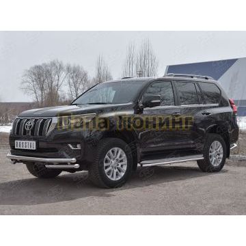 Защита передняя двойная с уголками d57-d57 РусСталь для Toyota Land Cruiser Prado 150 2017-