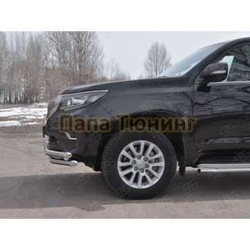 Защита передняя двойная с зубами d57-d57 РусСталь для Toyota Land Cruiser Prado 150 2017-