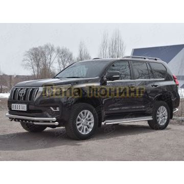 Защита передняя двойная с зубами d57-d57 РусСталь для Toyota Land Cruiser Prado 150 2017-