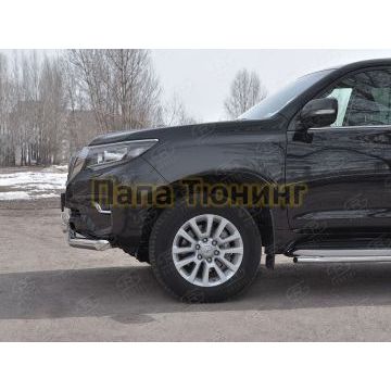 Защита передняя двойная 76-75х42 мм РусСталь для Toyota Land Cruiser Prado 150 2017-