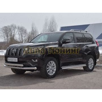 Защита передняя двойная 76-75х42 мм РусСталь для Toyota Land Cruiser Prado 150 2017-