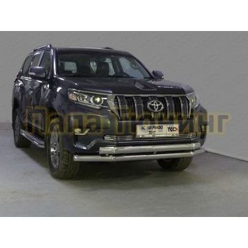 Защита передняя двойная 76-75 мм ТСС для Toyota Land Cruiser Prado 150 2017-
