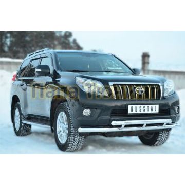 Защита передняя двойная d57-d57 РусСталь для Toyota Land Cruiser 150 2009-2013