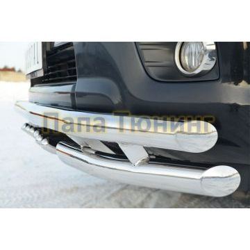 Защита передняя двойная уголки и зубы d57-d57 РусСталь для Toyota Land Cruiser 150 2009-2013