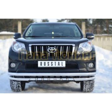 Защита передняя двойная уголки и зубы d57-d57 РусСталь для Toyota Land Cruiser 150 2009-2013