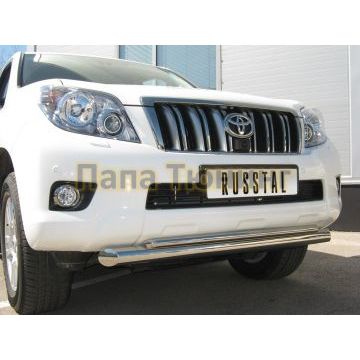 Защита передняя двойная d76-d42 РусСталь для Toyota Land Cruiser 150 2009-2013