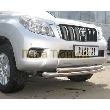 Защита передняя двойная d76-d57  РусСталь для Toyota Land Cruiser 150 2009-2013