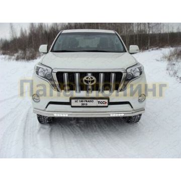 Защита передняя овальная с ДХО 75х42 мм ТСС для Toyota Land Cruiser 150 2013-2017 Защита передняя овальная с ДХО 75х42 мм ТСС для Toyota Land Cruiser 150 2013-2017