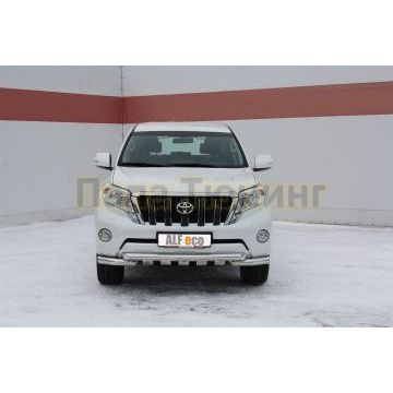 Защита передняя двойная Shark 76-76 мм ALFeco для Toyota Land Cruiser 150 2009-2017
