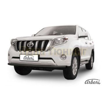Защита переднего бампера чёрная сталь 57 мм Slitkoff для Toyota Land Cruiser Prado 150 2013-2017 Защита переднего бампера чёрная сталь 57 мм Slitkoff для Toyota Land Cruiser Prado 150 2013-2017