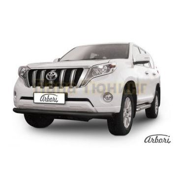 Защита переднего бампера чёрная сталь 76 мм Slitkoff для Toyota Land Cruiser Prado 150 2013-2017 Защита переднего бампера чёрная сталь 76 мм Slitkoff для Toyota Land Cruiser Prado 150 2013-2017