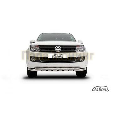 Защита передняя двойная с накладками 57-57 мм Slitkoff для Volkswagen Amarok 2010-2016 Защита передняя двойная с накладками 57-57 мм Slitkoff для Volkswagen Amarok 2010-2016