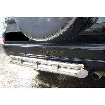 Защита заднего бампера двойная d76-d42 РусСталь для Toyota Land Cruiser Prado 120 2002-2009