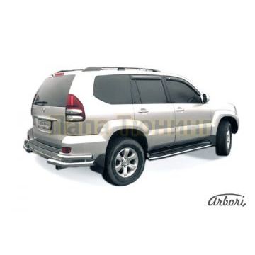 Защита задняя двойные уголки 76-42 мм Slitkoff для Toyota Land Cruiser Prado 120 2002-2009