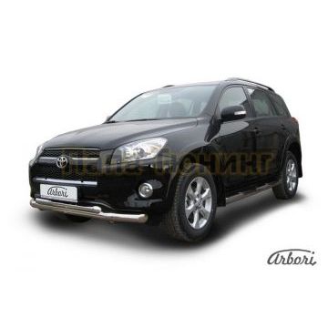 Защита передняя двойная 76-57 мм на длинную базу Slitkoff для Toyota RAV4 2009-2010 Защита передняя двойная 76-57 мм на длинную базу Slitkoff для Toyota RAV4 2009-2010