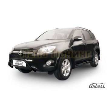 Кенгурин чёрная сталь мини 57 мм на длинную базу Slitkoff для Toyota RAV4 2009-2010