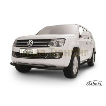 Защита передняя чёрная сталь двойная 76-57 мм Slitkoff для Volkswagen Amarok 2010-2016 Защита передняя чёрная сталь двойная 76-57 мм Slitkoff для Volkswagen Amarok 2010-2016