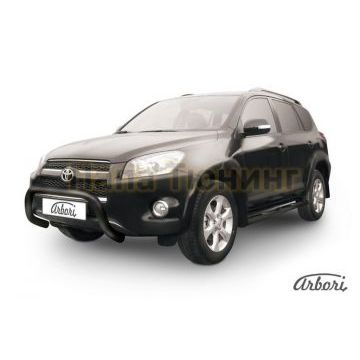 Кенгурин чёрная сталь низкий 76 мм на длинную базу Slitkoff для Toyota RAV4 2009-2010