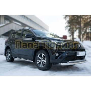 Защита переднего бампера d57 секции РусСталь для Toyota RAV4 2015-2019