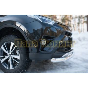 Защита переднего бампера d57 секции РусСталь для Toyota RAV4 2015-2019