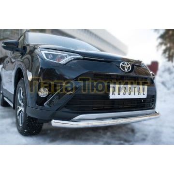 Защита переднего бампера d57 секции РусСталь для Toyota RAV4 2015-2019