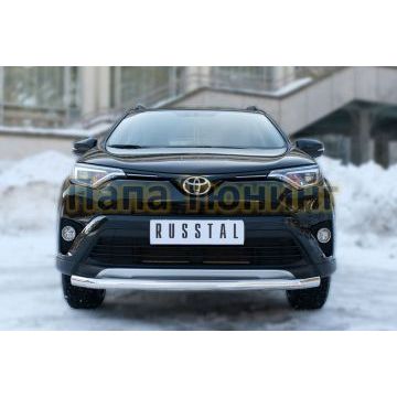 Защита переднего бампера d57 секции РусСталь для Toyota RAV4 2015-2019