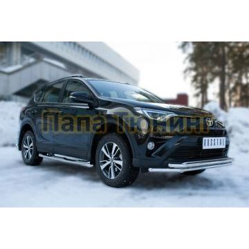 Защита передняя двойная 42-d42 секции РусСталь для Toyota RAV4 2015-2019