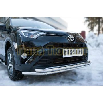 Защита передняя двойная 42-d42 секции РусСталь для Toyota RAV4 2015-2019