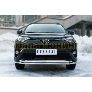 Защита передняя двойная 42-d42 секции РусСталь для Toyota RAV4 2015-2019