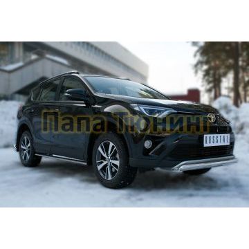 Защита передняя овальная 75х42 мм РусСталь для Toyota RAV4 2015-2019