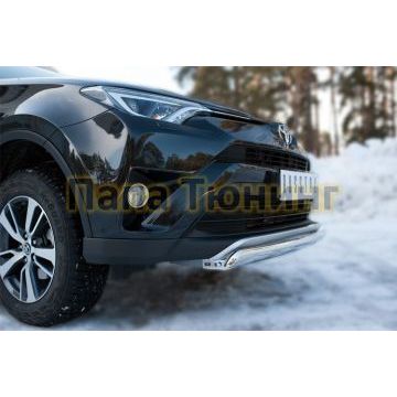 Защита передняя овальная 75х42 мм РусСталь для Toyota RAV4 2015-2019