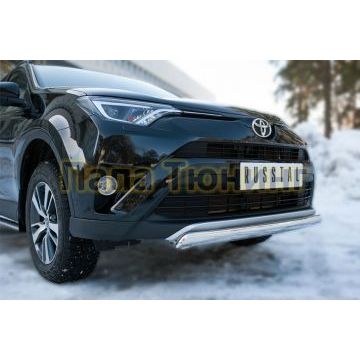 Защита передняя овальная 75х42 мм РусСталь для Toyota RAV4 2015-2019